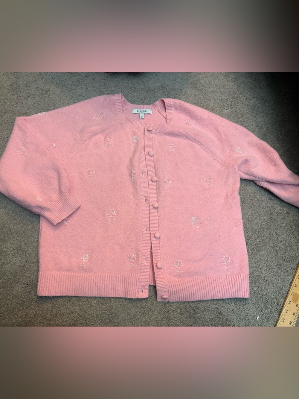 Soft Pink Button-Front Women's Sweater Cardigan